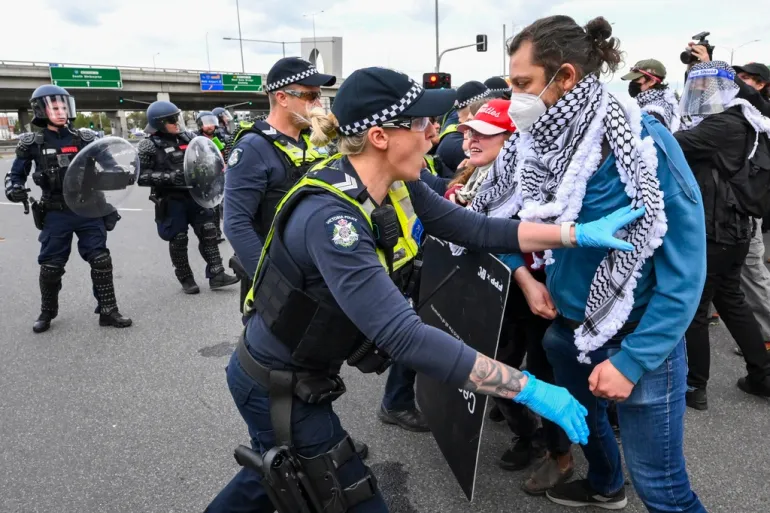 Clashes Erupt at Melbourne Anti-War Protest Leading to Dozens of Arrests