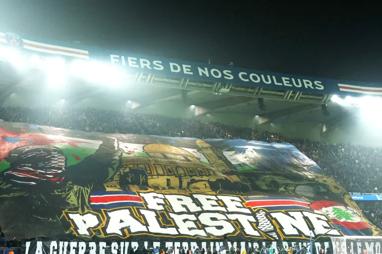 French Interior Minister Demands Explanation After PSG Fans Unfurl Giant “Free Palestine” Banner