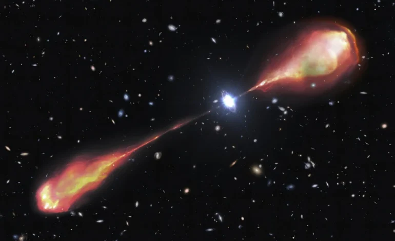 Astronomers Discover Gigantic Radio Jet From Early Universe Quasar